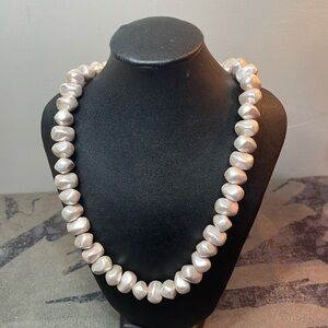 WHITE IRIDESCENT CULTURED FRESHWATER GENUINE PEARL NECKLACE STRING STRAND